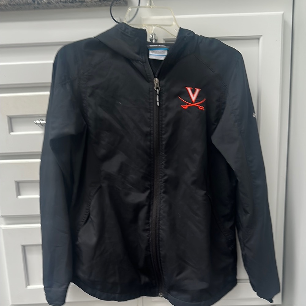 Columbia Black Raincoat with Red Logo